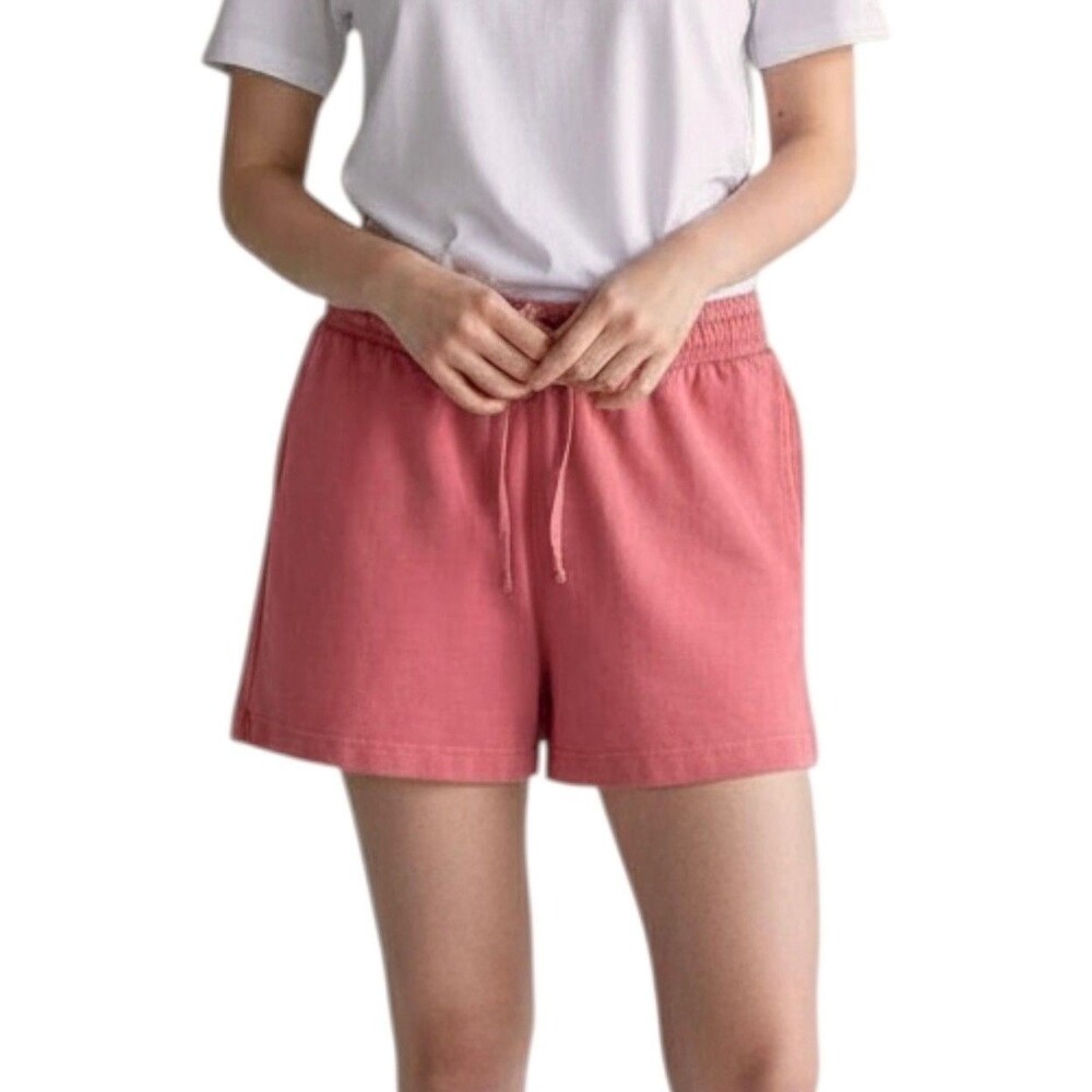 Zara Women's Washed Effect Drawstring Shorts w/ Pockets 100% Cotton Size M Pink